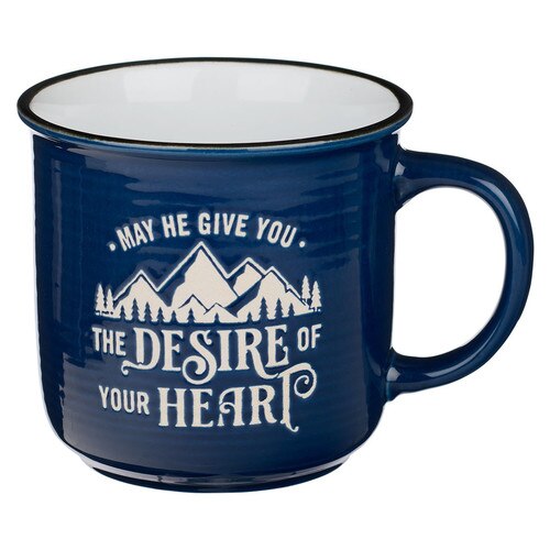 Desires of Your Heart Blue Ceramic Camp Style Mug - Psalm 20:4