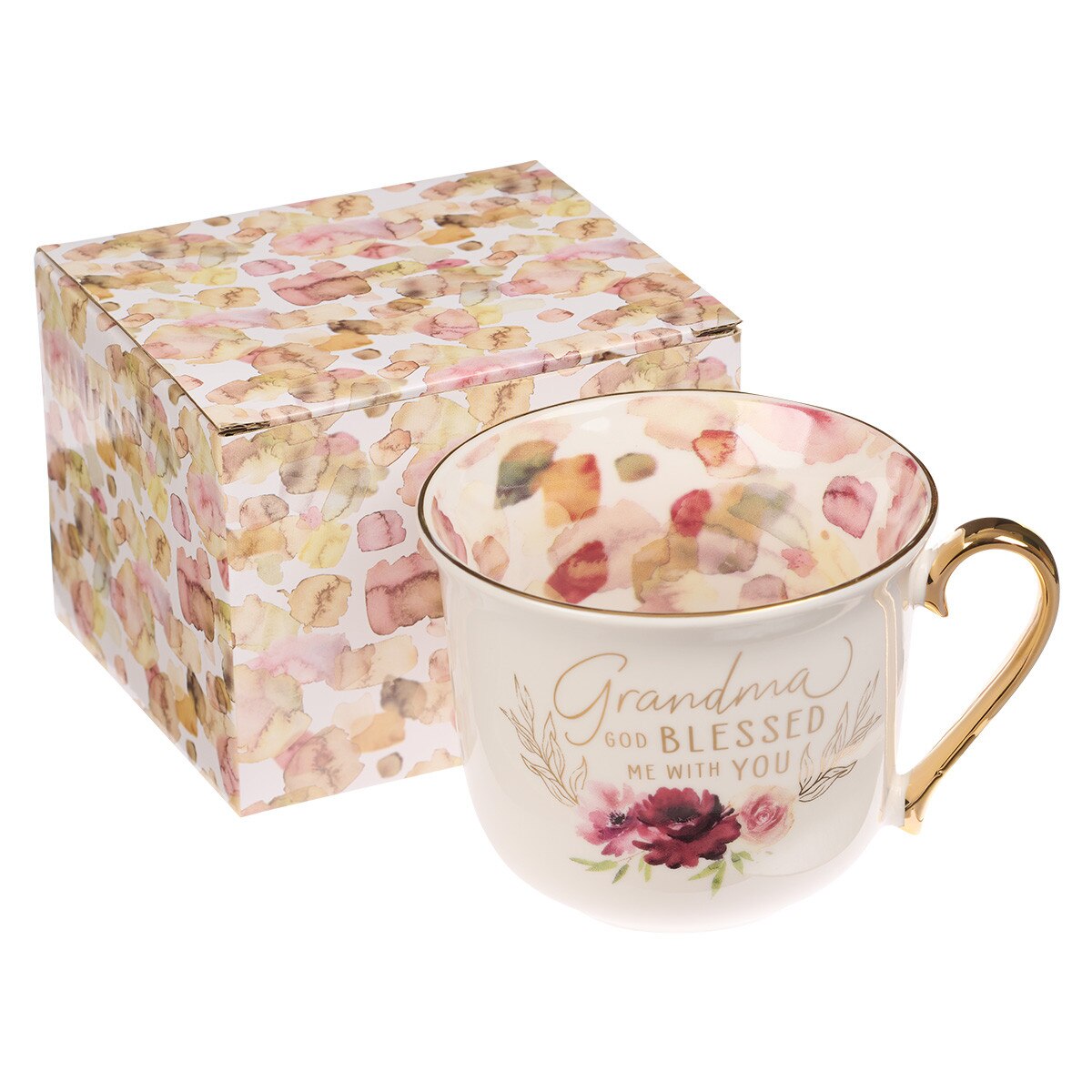 Grandma Blessed Pink and Purple Floral Ceramic Mug