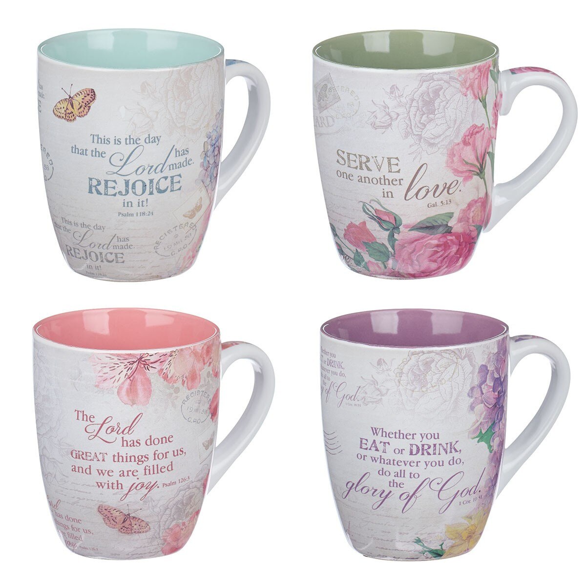 Floral Inspirations Four Piece Coffee Mug Set