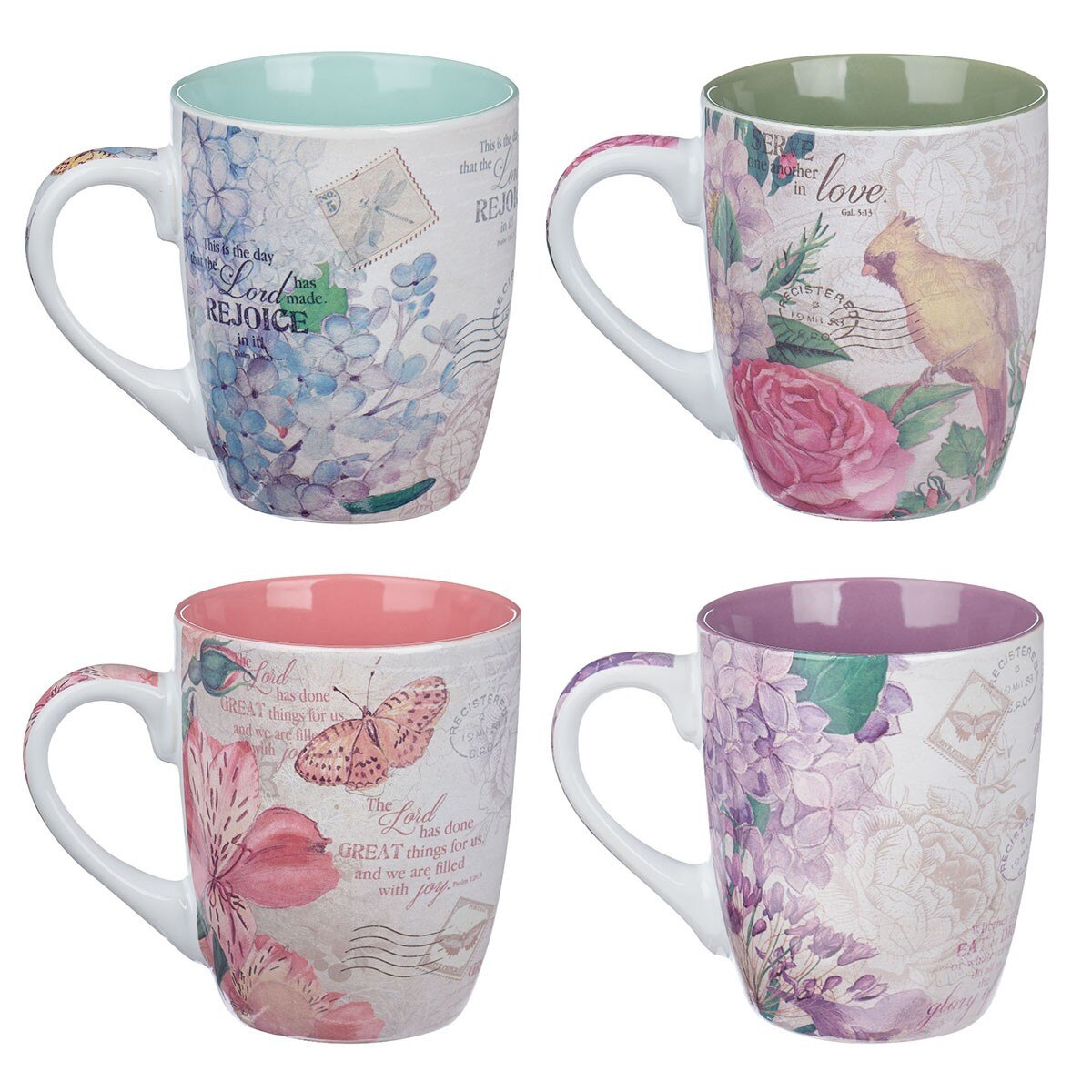 Rejoice Collection Four Piece Ceramic Coffee Mug Set