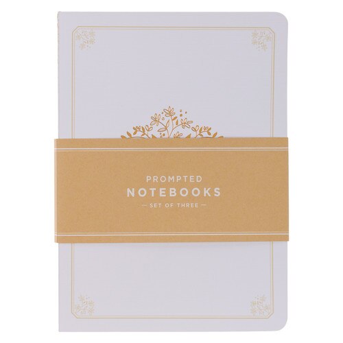 Gratitude White and Gold Large Prompted Notebook Set