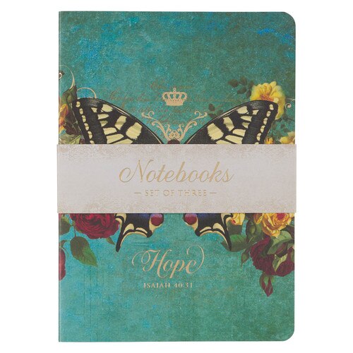 Hope Grace and Be Still Secret Garden Butterfly Notebook Set