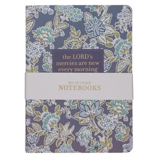 Morning Mercies Blue and Green Floral Notebook Set - Lamentations 3:22-23