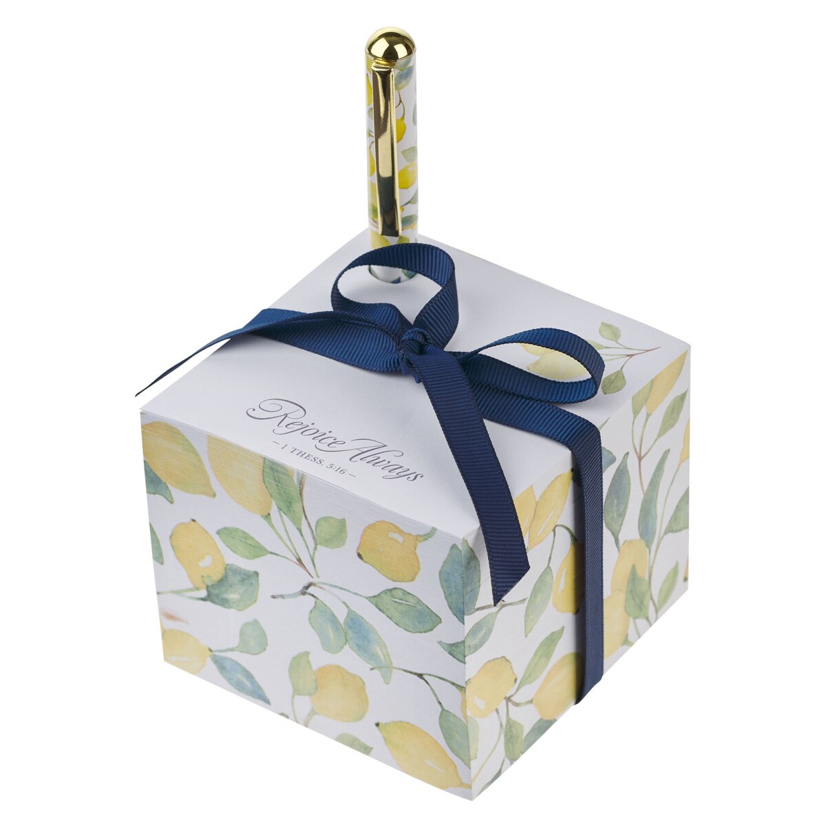 Rejoice Always Lemon Magnetic Notepad with Pen Set - 1