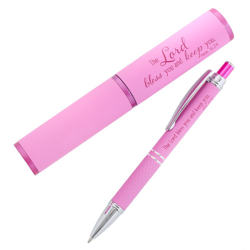Bless You and Keep You Pink Gift Pen and Case - Numbers 6:24