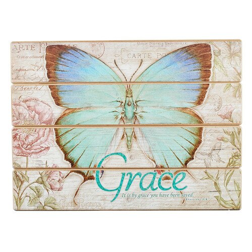 Butterfly Blessings Grace Wall Plaque - Ephesians 2:8