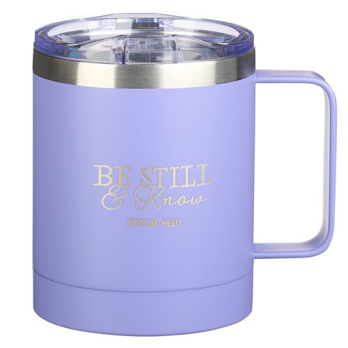 Be Still & Know Lavender Camp-style Stainless Steel Mug - Psalm 46:10