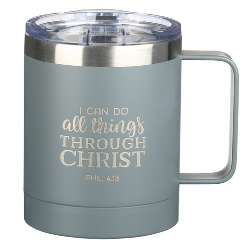 I Can Do All Things Gray Camp Style Stainless Steel Mug - Philippians 4:13
