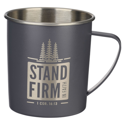Stand Firm Anchor Gray Camp-style Stainless Steel Mug - 1 Corinthians 16:13