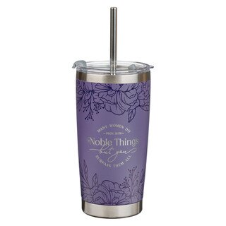 Noble Things Lavender Floral Stainless Steel Tumbler - Proverbs 31:29
