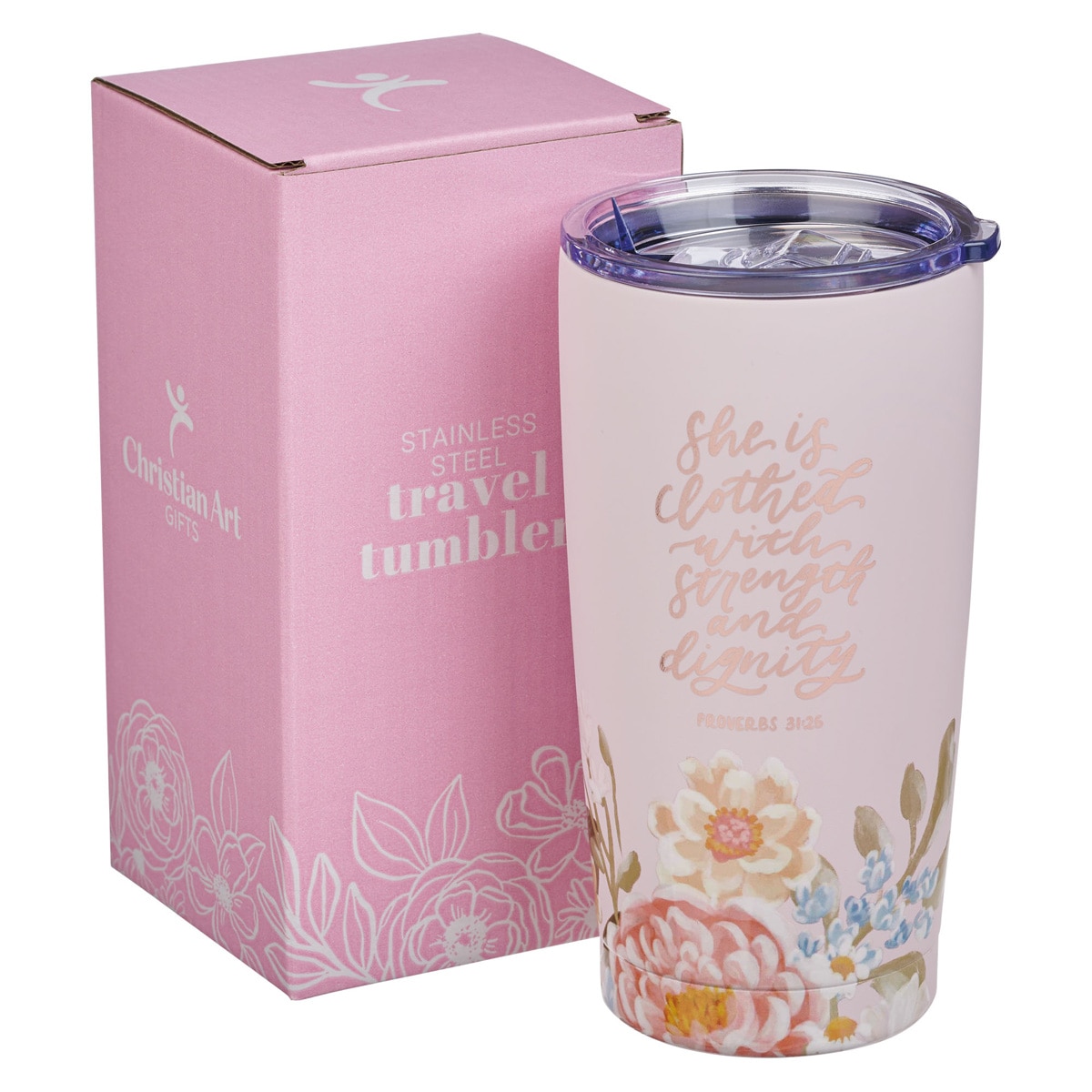 Strength and Dignity Pink Stainless Steel Tumbler Prov 31:25
