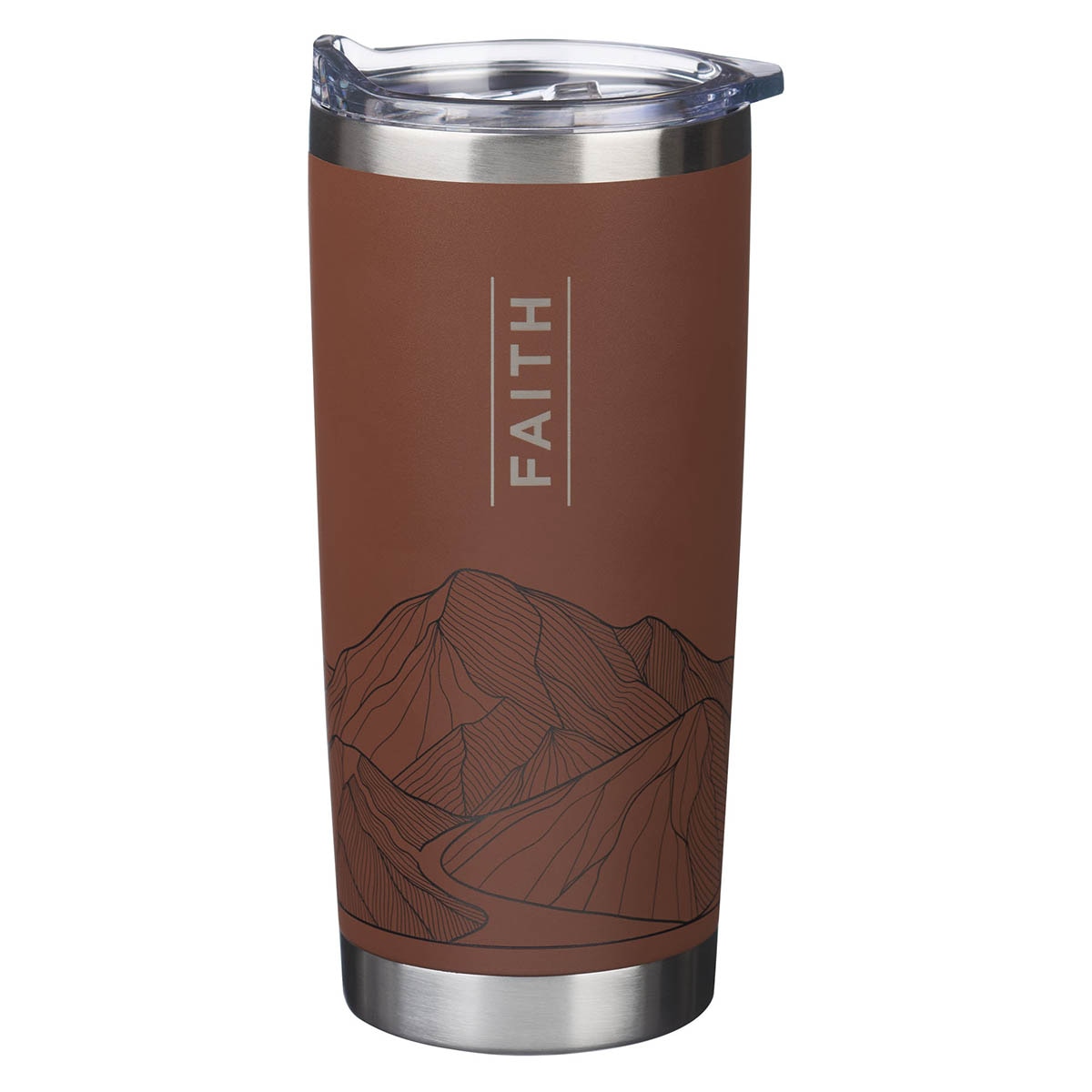 Faith Brown Stainless Steel Travel Tumbler - Matthew 17:20
