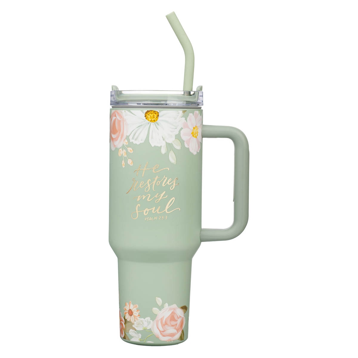 God is With Her Pink 40 oz Steel Tumbler w Reusable Straw