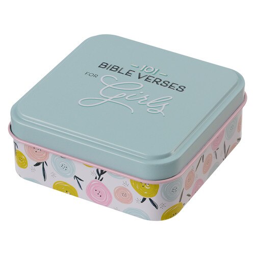101 Bible Verses For Girls Blue Scripture Cards in a Tin