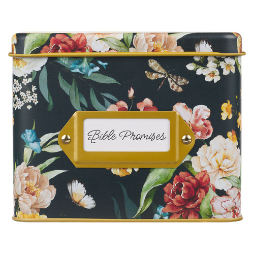 Black Floral Bible Promises in Tin