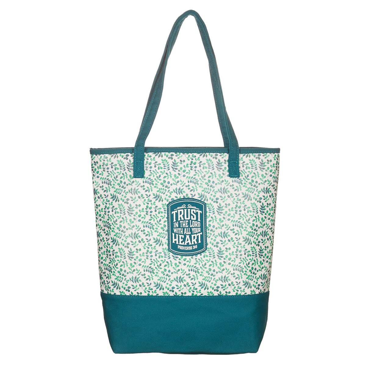 teal small prints canvas tote bag proverbs 3 5