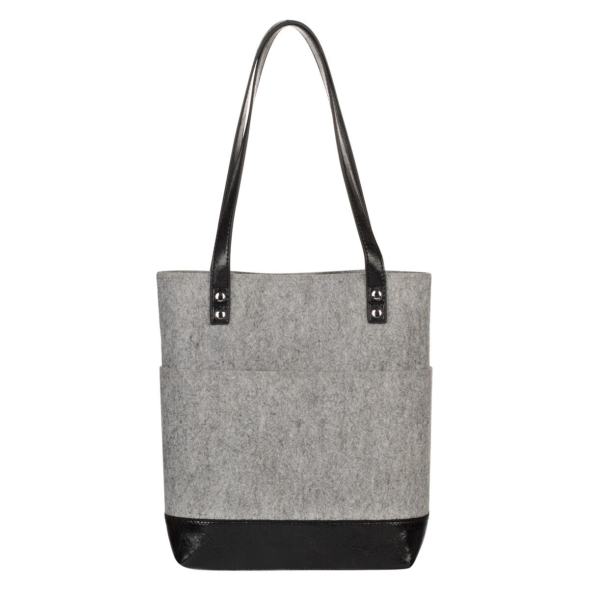 The Plans Heather Gray Felt and Black Faux Leather Fashion Bible Tote ...