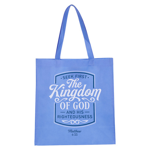 The Kingdom of God Metallic Blue Shopping Tote Bag - Matthew 6:33
