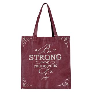 Strong and Courageous Topaz Pink Shopping Tote Bag - Joshua 1:9