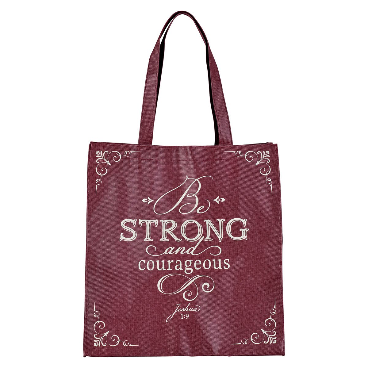 Strong and Courageous Topaz Pink Shopping Tote Bag Joshua 1 9