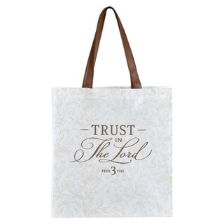 Tote White/Brown Trust in the Lord Prov. 3:5