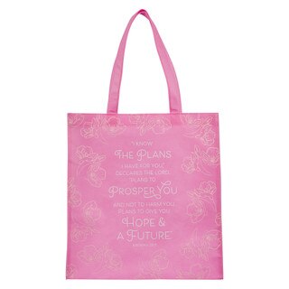 I Know the Plans Pink Reusable Non-woven Shopping Tote Bag - Jeremiah 29:11