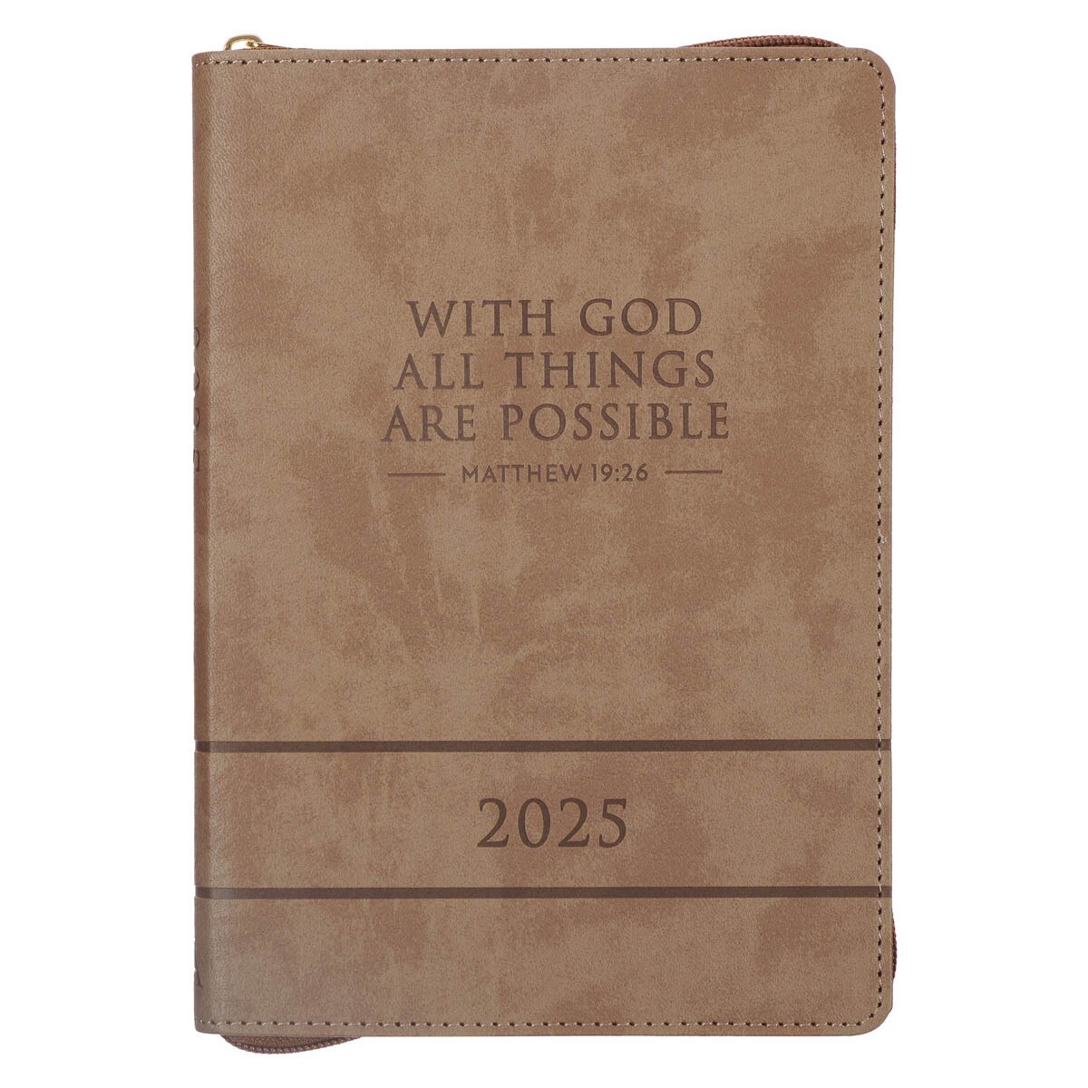 All Things Are Possible 2025 Tuscan Tan Faux Leather Executive Planner