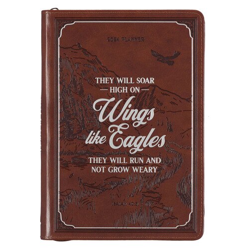 2024 Soar Brown Faux Leather Large Executive Planner - Isaiah 40:31