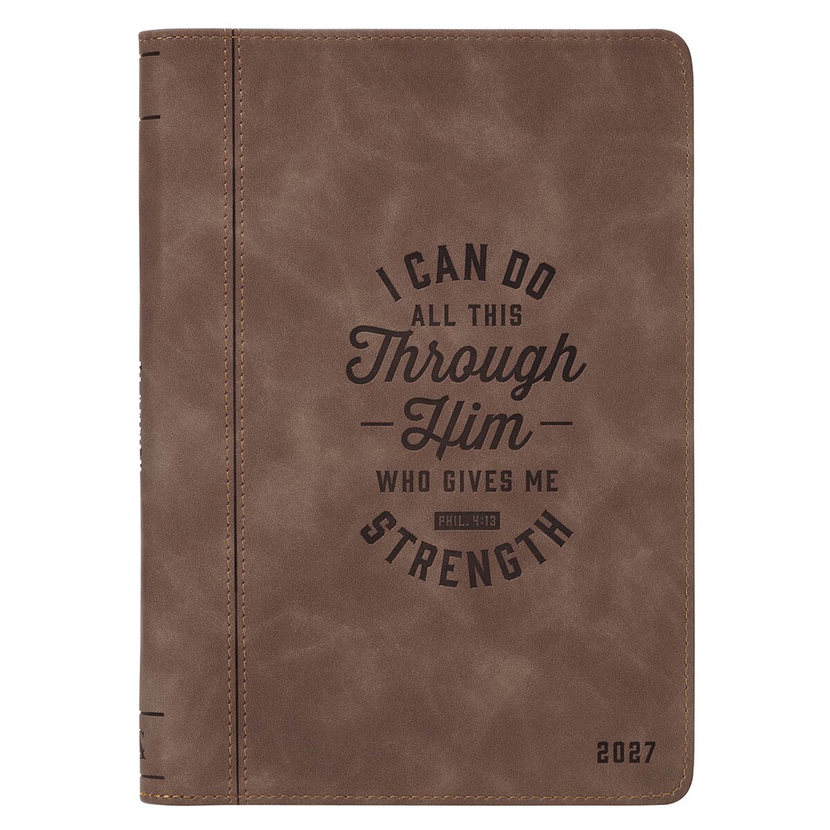 プーリップ　ラフィア　JUN planning 2027 I Can Do All This Brown Executive Planner w Zipper Phil 4:13