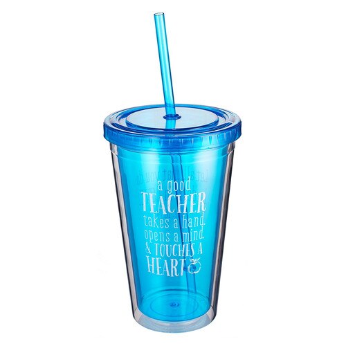 A Good Teacher Blue Insulated Plastic Tumbler - 1 Corinthians 16:14