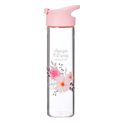 Strength & Dignity Glass Water Bottle – Proverbs 31:25