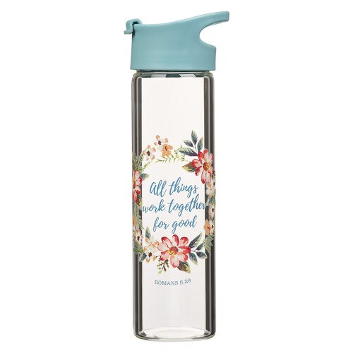 All Things Work Together For Good Glass Water Bottle - Romans 8:28