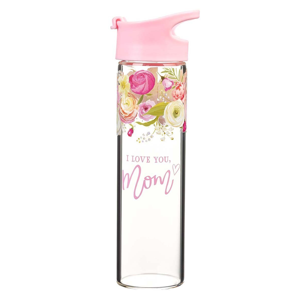 I Love You Mom Glass Water Bottle