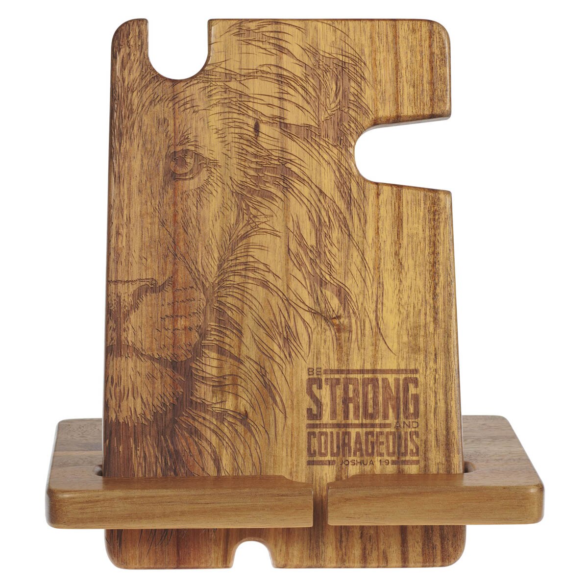 Strong Courageous Wood Personal Accessory Organizer Josh 1:9