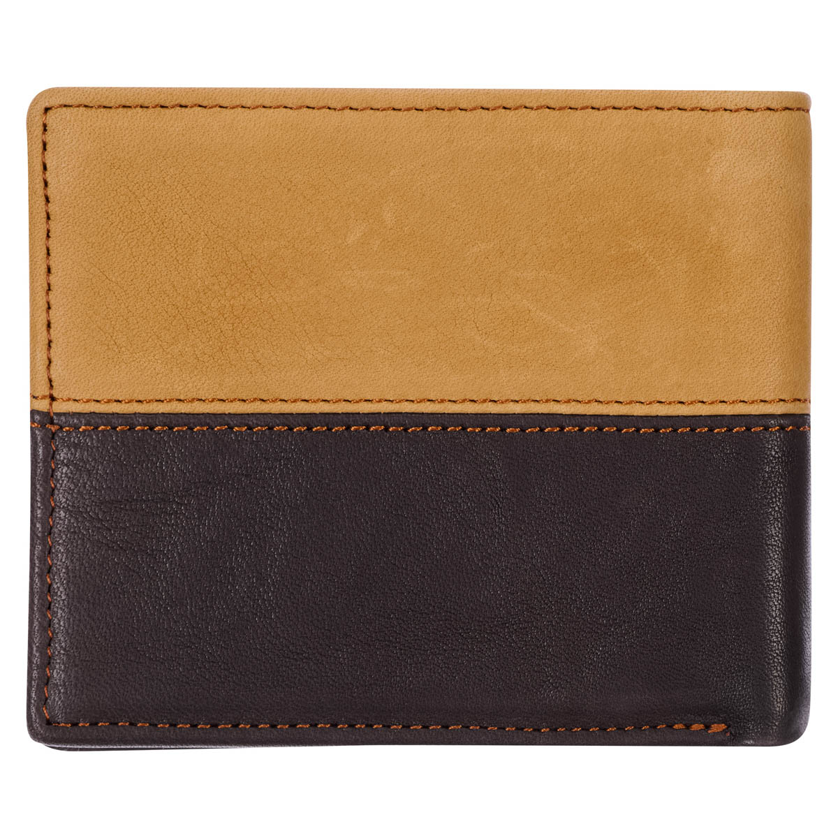 Two-tone Dark Brown and Camel Tan Leather Wallet with Cross