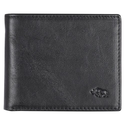 Mens Ebony Black Full Grain Cowhide Leather Bifold Rhino Armor™ Wallet