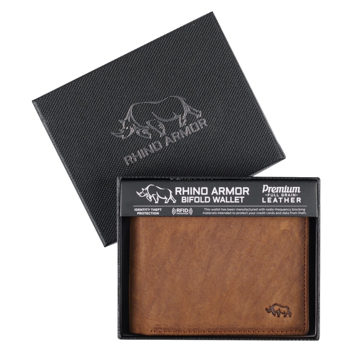 Men's Timber Spice Brown Full Grain Cowhide Leather Bifold Rhino