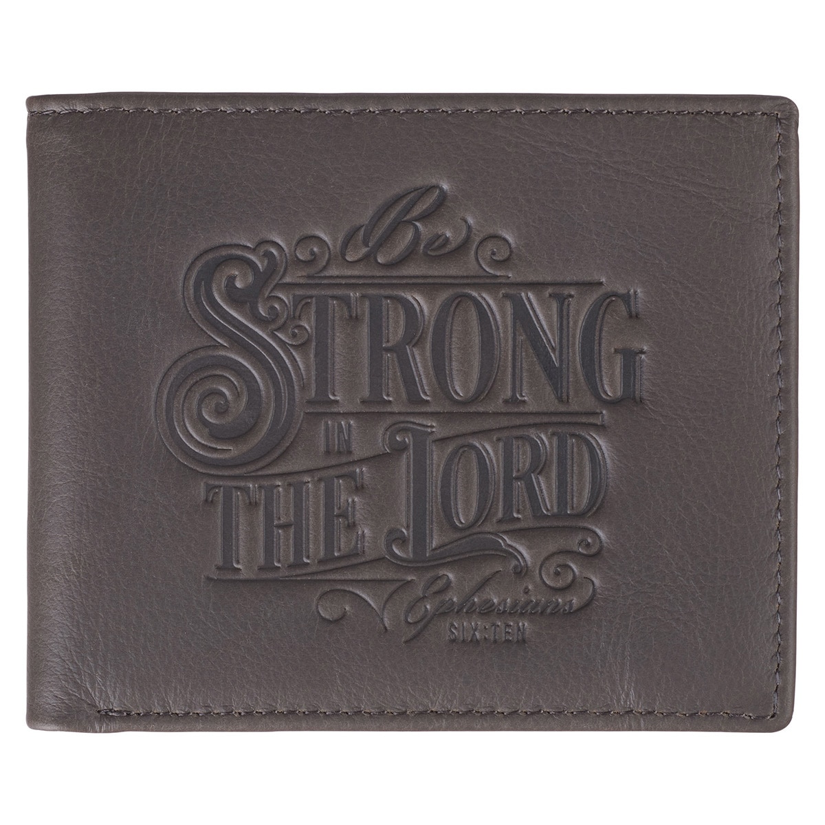 Strong in the Lord Charcoal-Brown Leather Wallet - Eph 6:10