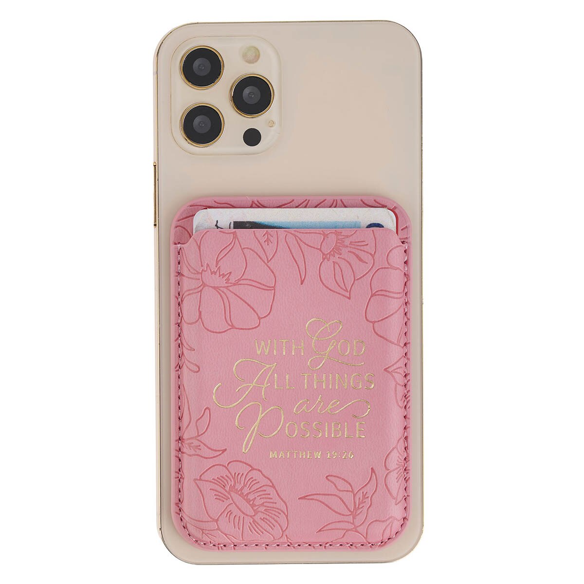 Things Are Possible Pink Faux Leather Phone Wallet Matt 16:26