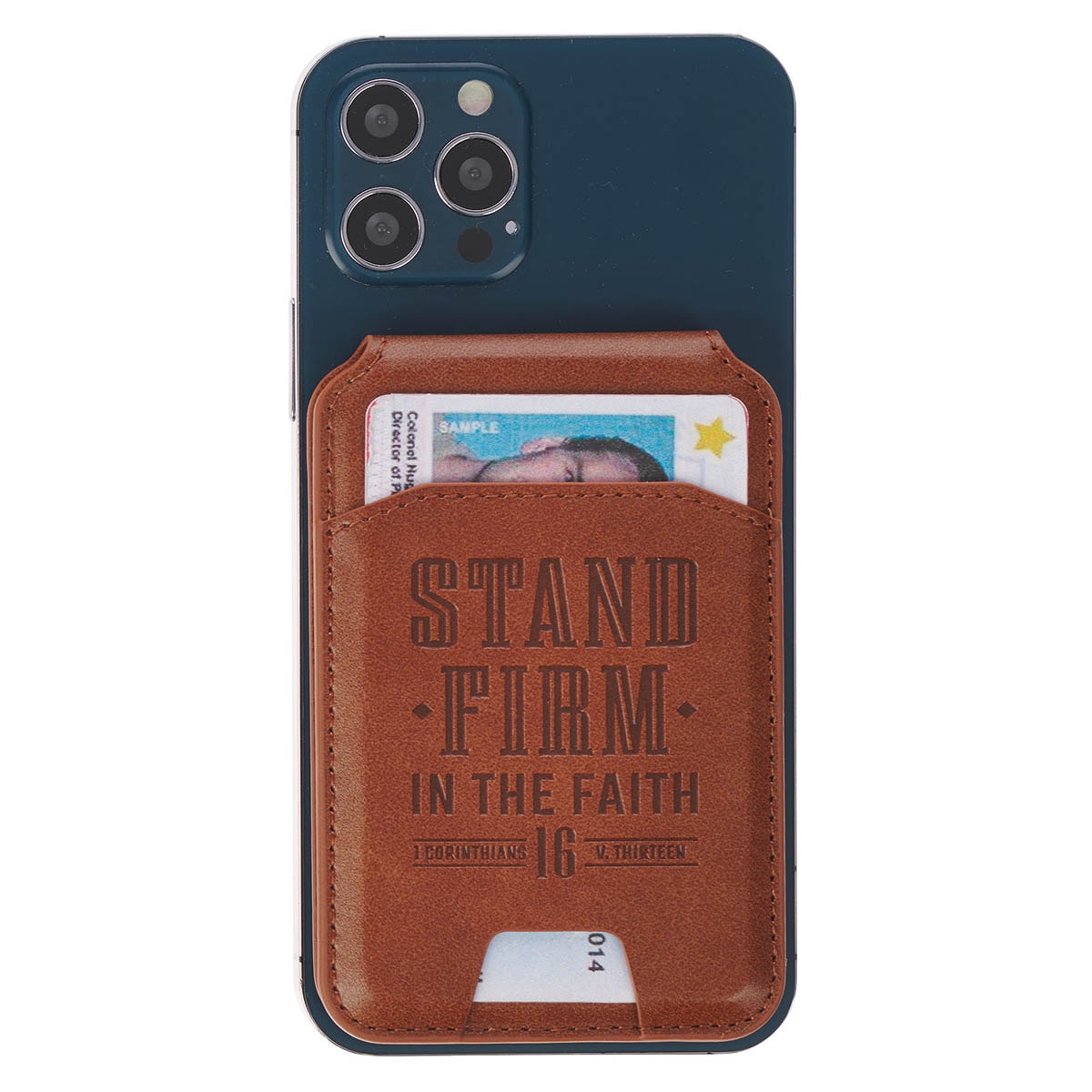 Stand Firm Brown Phone Wallet with Stand - 1 Cor 16:13
